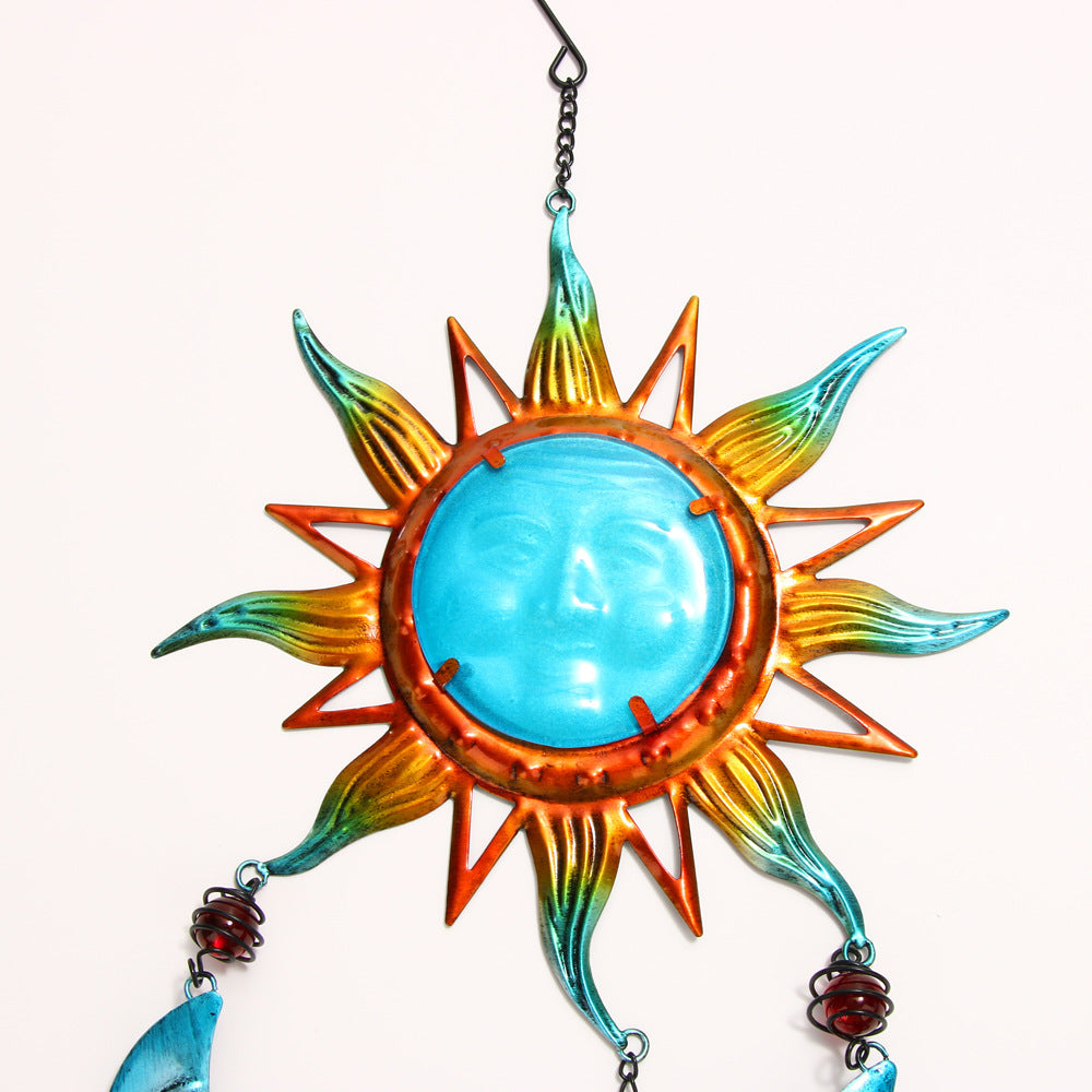 Wholesale Sun and Moon Metal Glass Painted Wind Chime